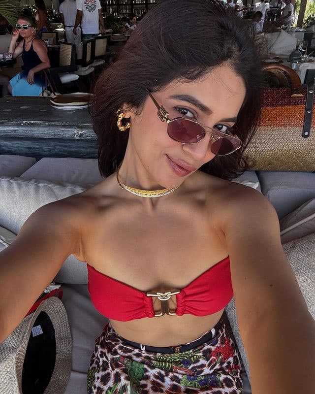 Bhumi In A Red Hot Bikini Top