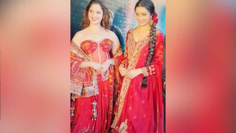 Stree 2: Shraddha And Tamannaah Dazzle In Red At The Song Launch For 'Aaj Ki Raat'