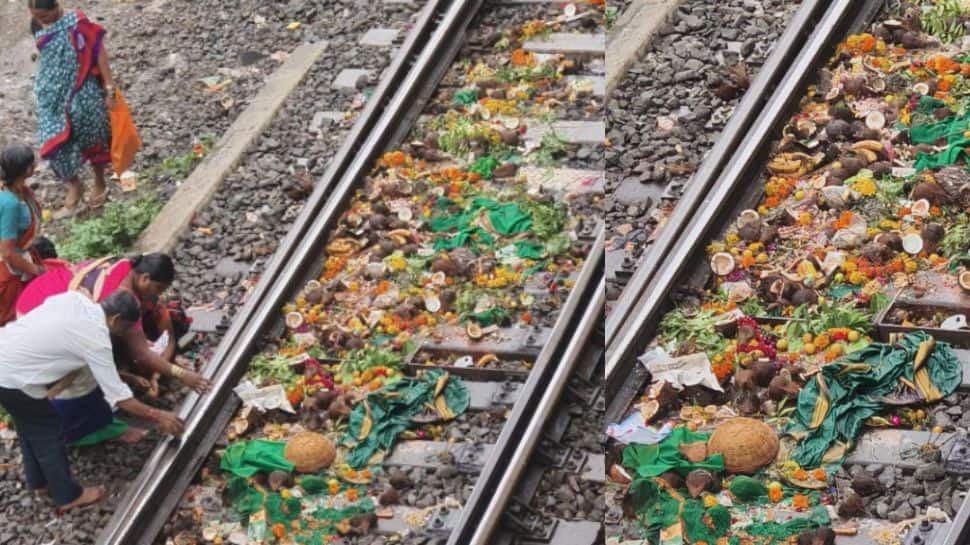 Shravan Puja on Mumbai Railway Tracks: Devotees Offer Prayers Raises Safety Concerns - Watch Video