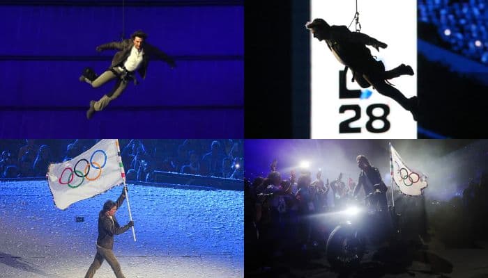 Watch: Tom Cruise Dazzles At Paris Olympics 2024 Closing Ceremony With Skydiving Stunt & Motorcycle Flag Handover To LA 2028