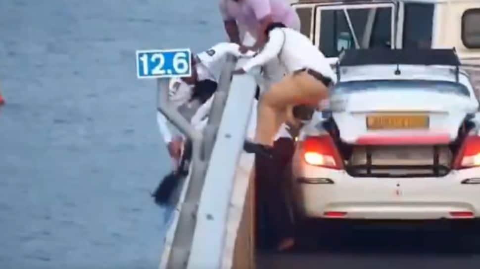 Watch: Woman Rescued From Falling Into Sea At Mumbai&#039;s Atal Setu By Cab Driver