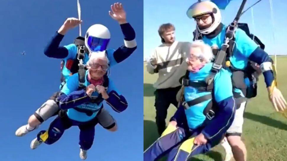 British World War II Veteran Aged ‘102 Year’ Celebrates Birthday With SkyDiving; Watch Incredible Video 