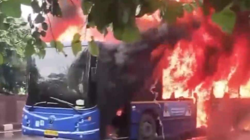 Watch: Bus Catches Fire In Delhi&#039;s Jagatpuri; No Injuries Reported