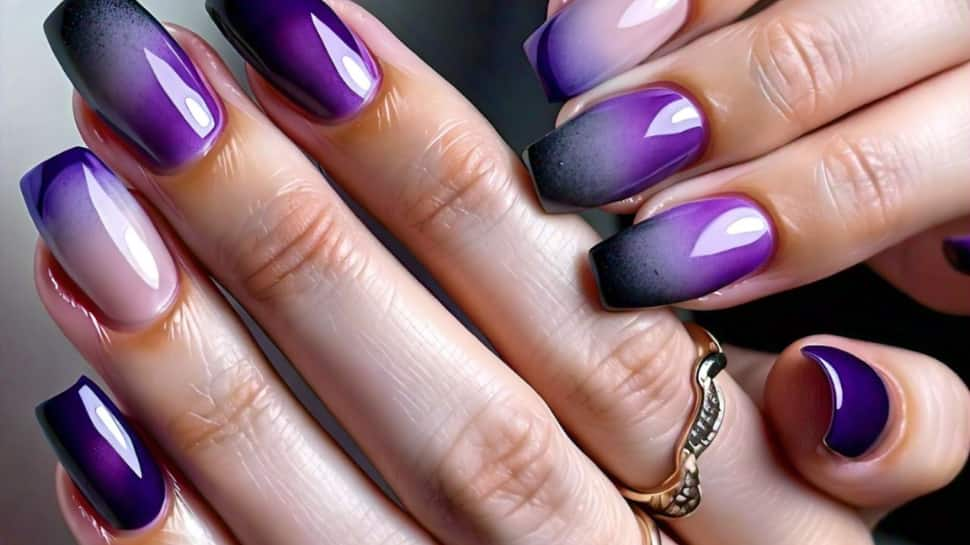 Purple-Grey Nails