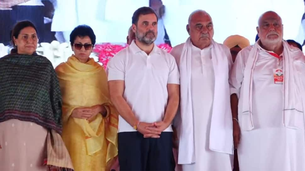 With Selja And Hooda By His Side, Rahul Vows To Revive Haryana&#039;s Economy, Conduct Caste Census