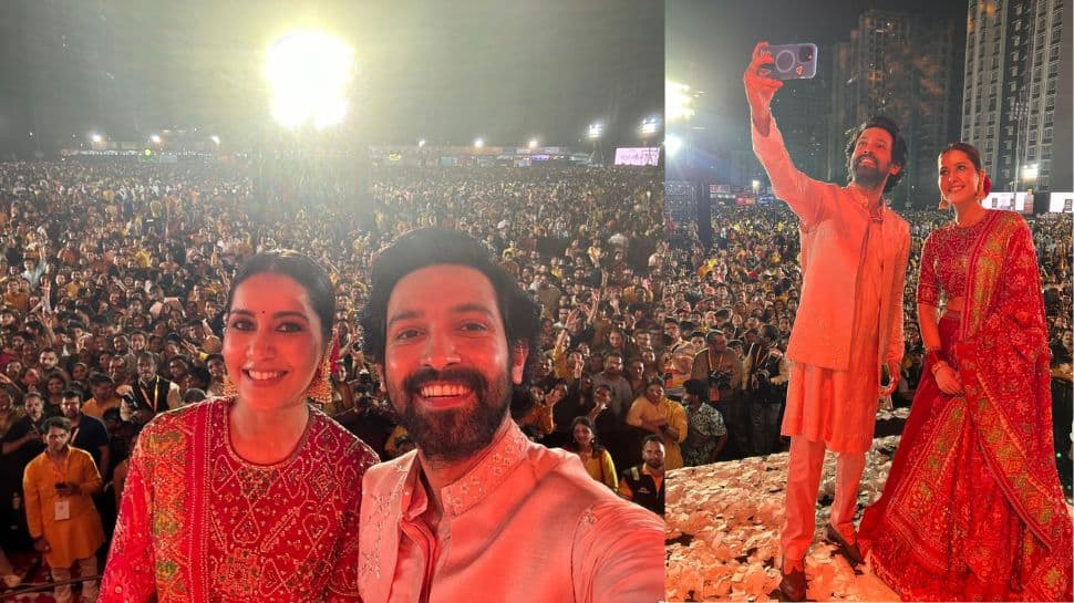 Raashii Khanna And Vikrant Massey Begin ‘The Sabarmati Report’ Promotions With A Navratri Pandal Visit