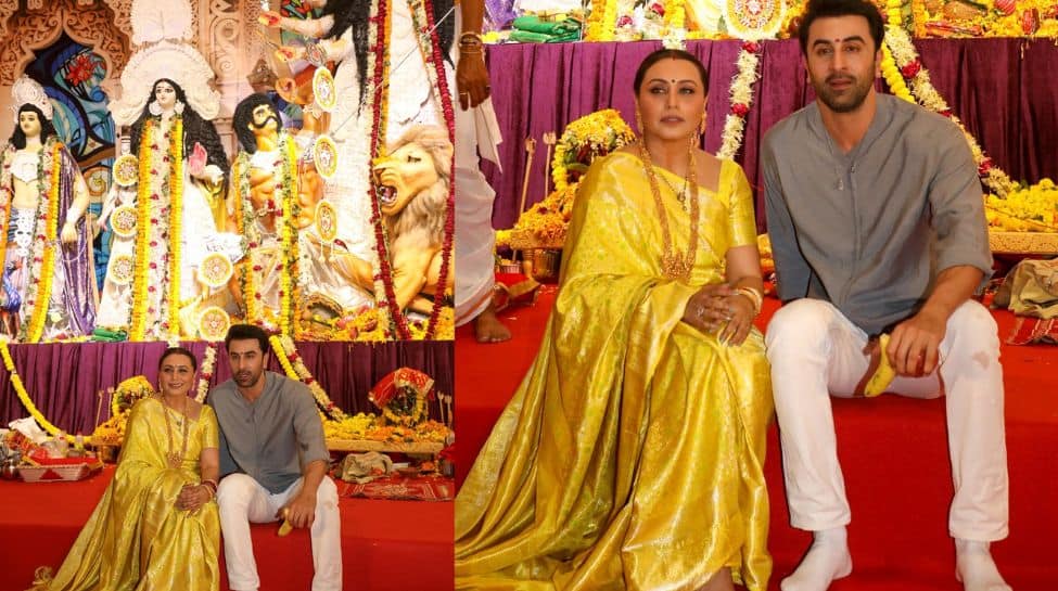 Ranbir Kapoor Joins Durga Puja Celebrations with Rani Mukerji, Seeks Blessings