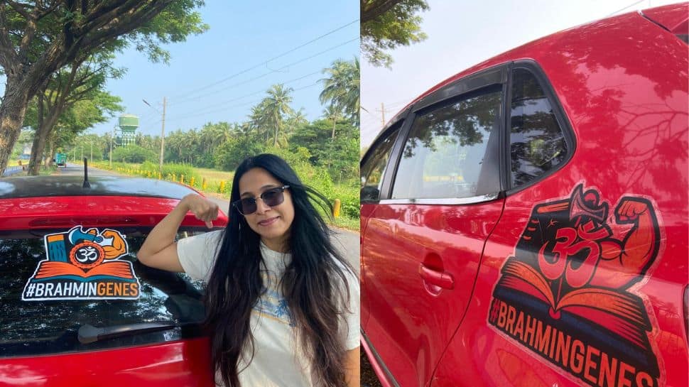 Bengaluru CEO Anuradha Tiwari Stirs Controversy By Stamping Car With &#039;Brahmin Genes&#039; Sticker