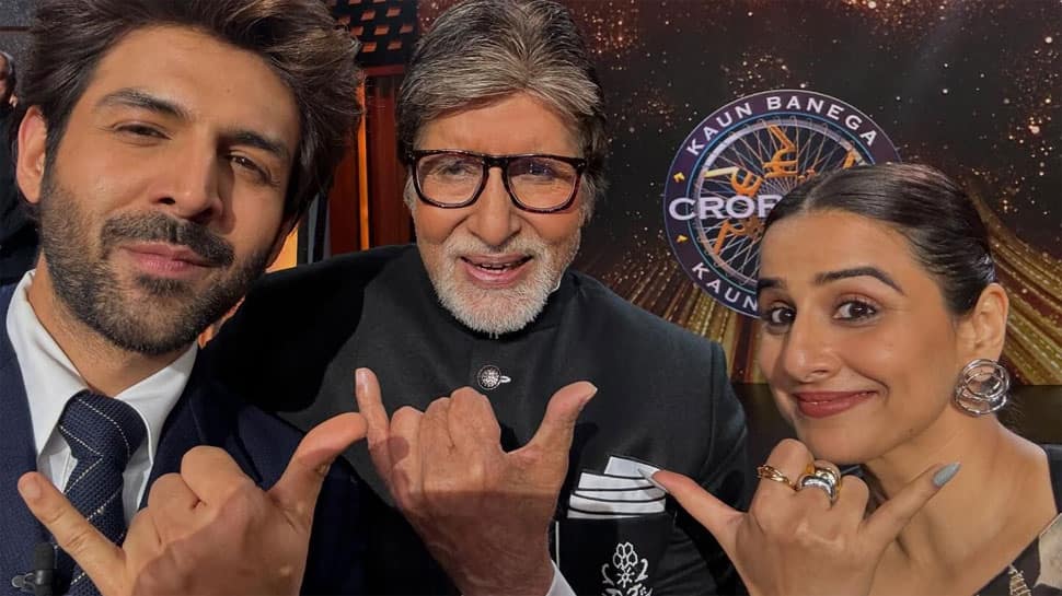 Kaun Banega Crorepati 16: Kartik Aaryan And Vidya Balan's Signature 'Bhool Bhulaiyaa 3' Pose With Amitabh Bachchan