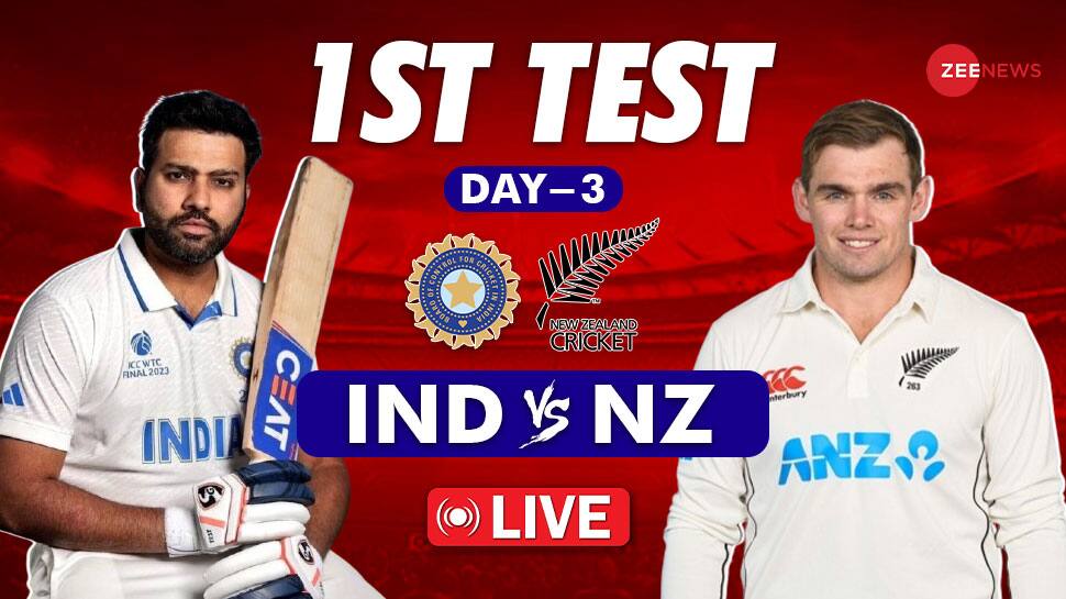 ind vs nz live cricket score and updates 1st test match day 3 scorecard