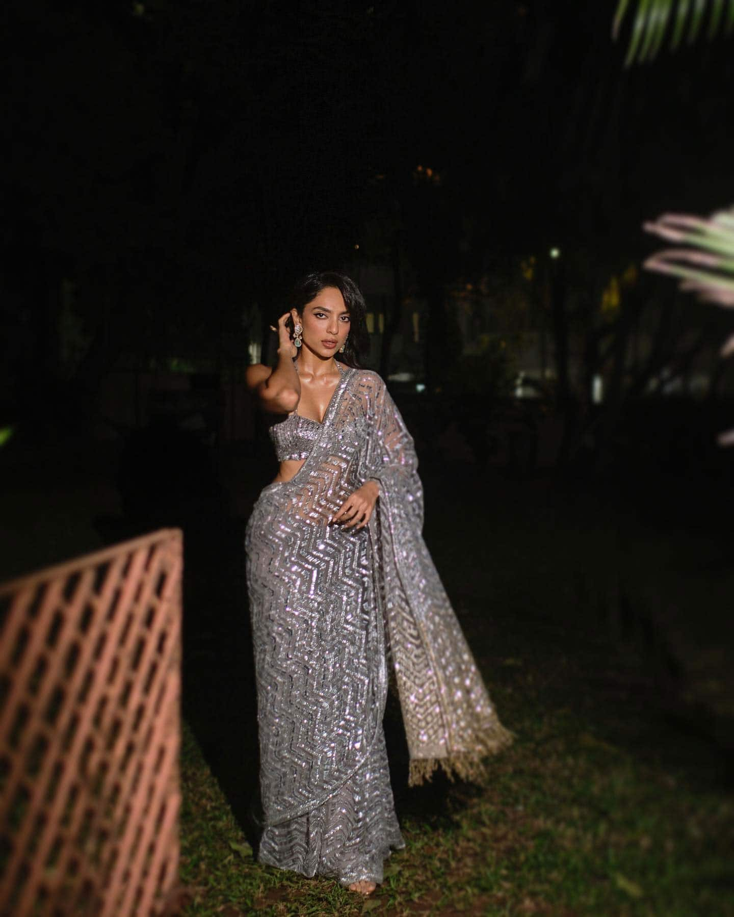 Shimmery Silver Saree Night!