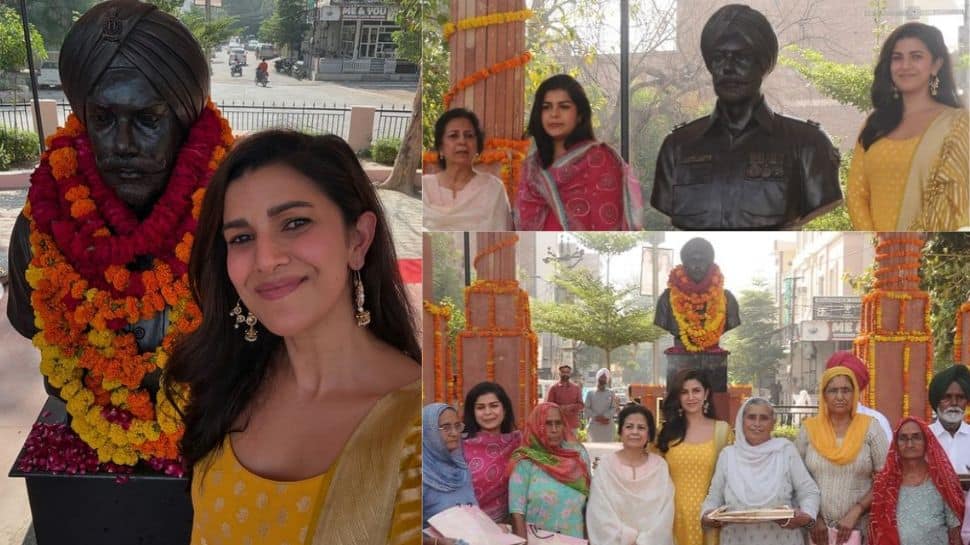 Nimrat Kaur Unveils Statue Of Father Major Bhupendra Singh In Sri Ganganagar