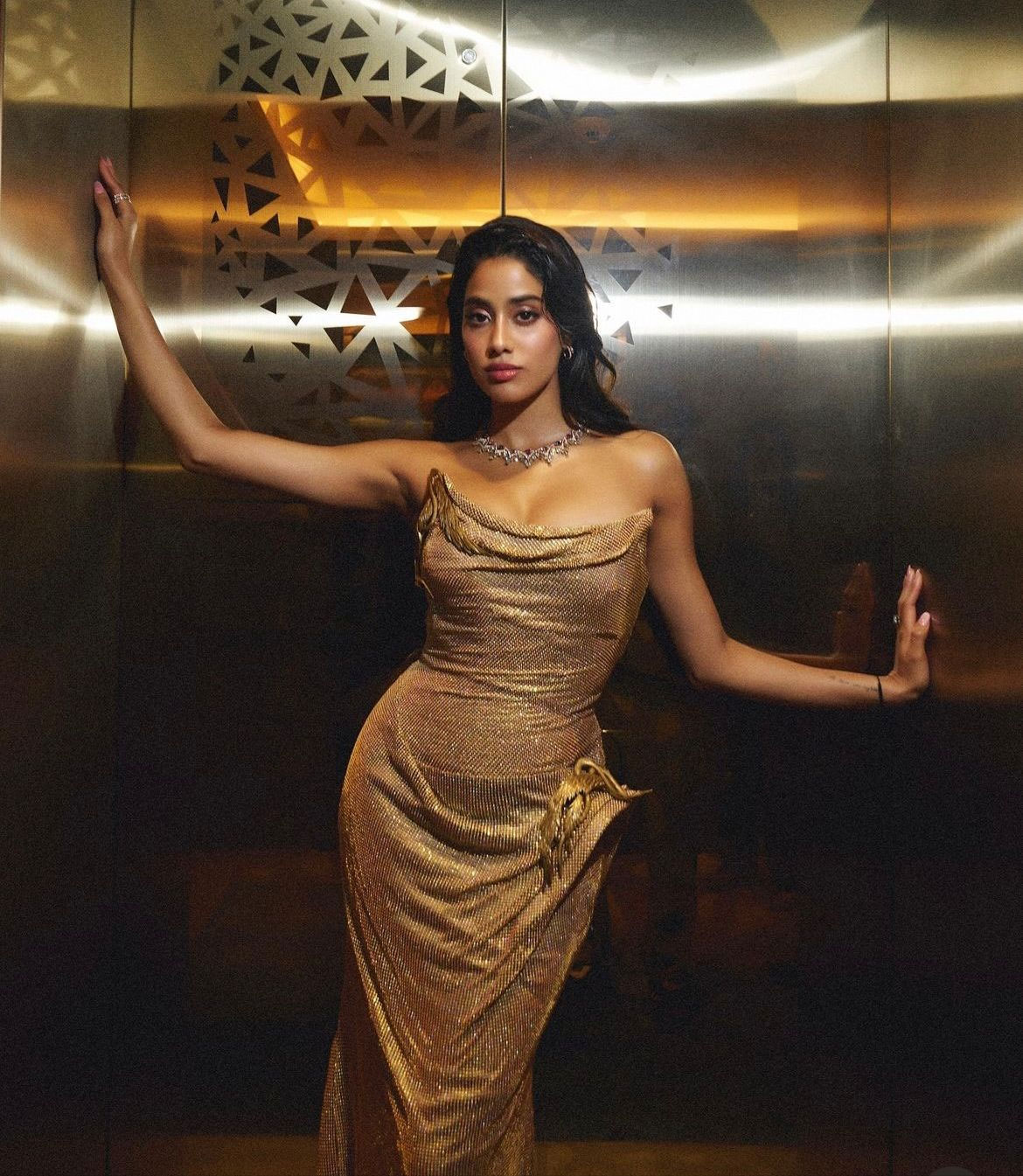 Janhvi Kapoor in Golden Gown by Gaurav Gupta