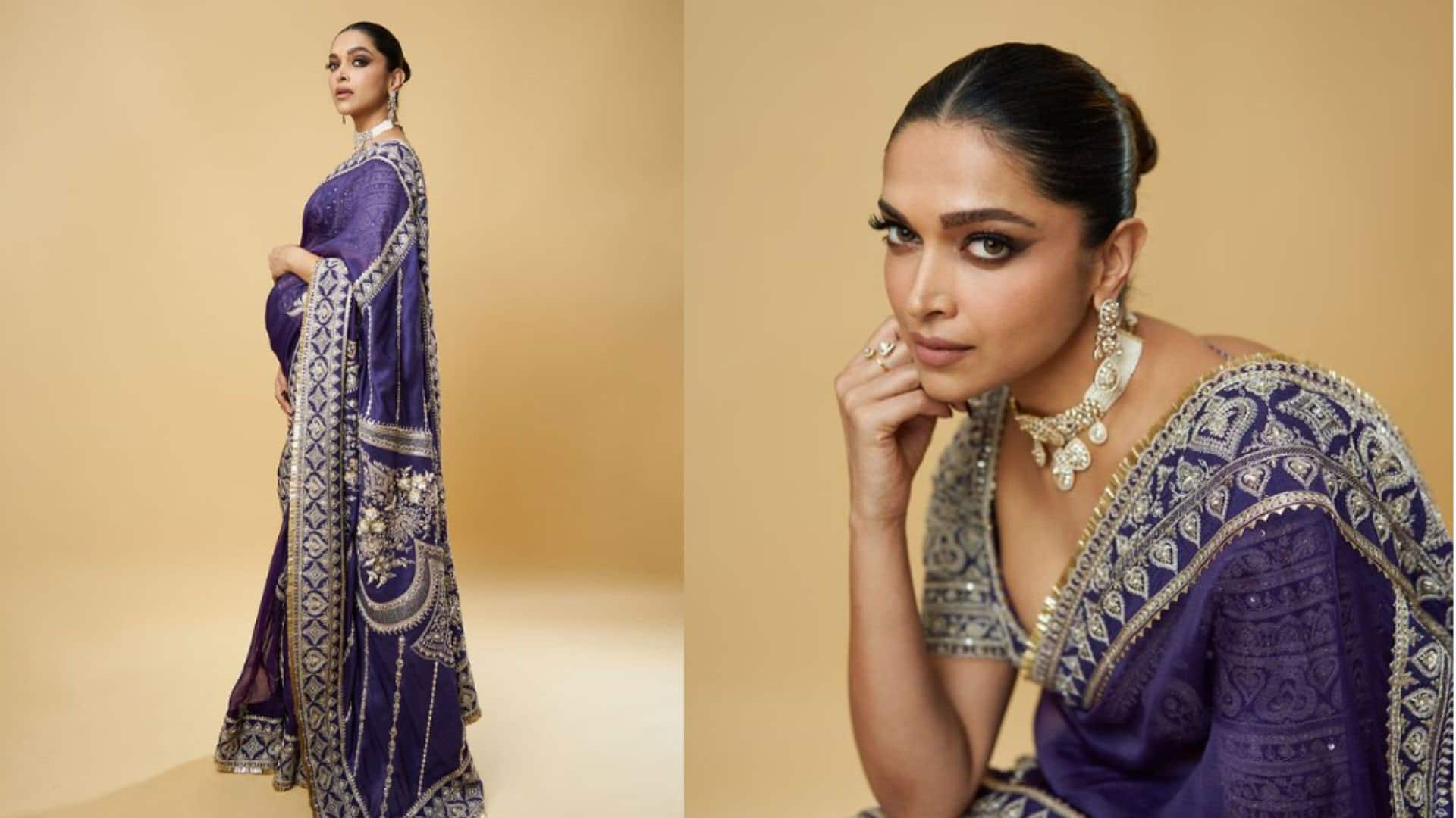 Purple Saree with Silver Border