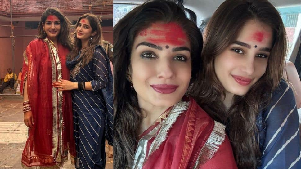 Raveena Tandon Seeks Blessings At Baidyanath Temple With Daughter Rasha