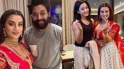 Pushpa 2 Trailer Launch: Akshara Singh Poses With Allu Arjun And Rashmika 