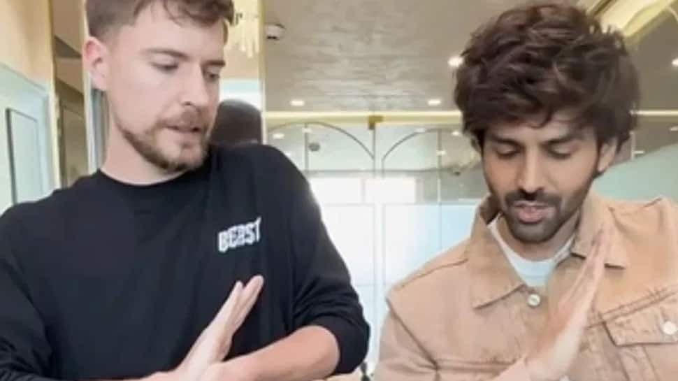 Trending Video: Mr Beast Grooves With Birthday Boy Kartik Aaryan On Bhool Bhulaiyaa 3 Title Track, Don't Miss The Hook Step - Watch