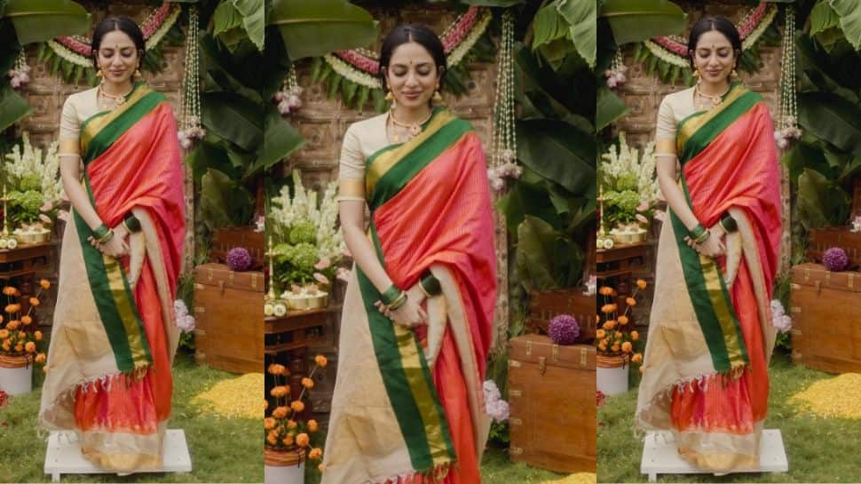 A Orange & Red Saree