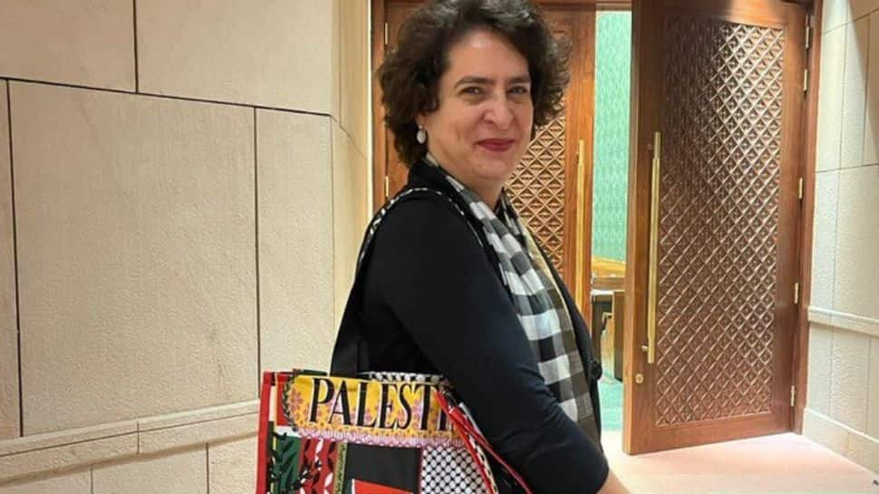 Political Storm Brews Over Priyanka Gandhis Palestine Bag, BJP MP Reacts