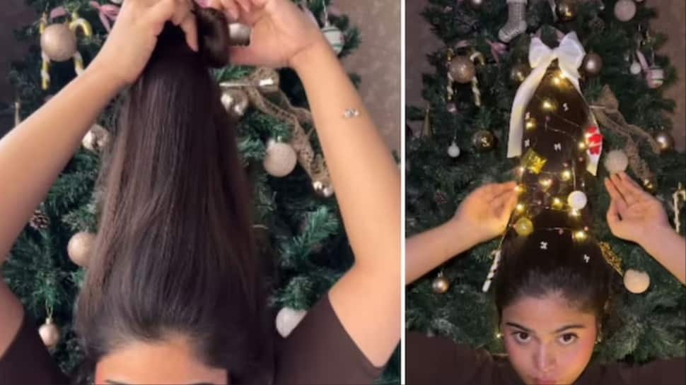 Lady Influencer Turns Hair Into Trendy Christmas Tree, Viral Video Impresses Web — WATCH