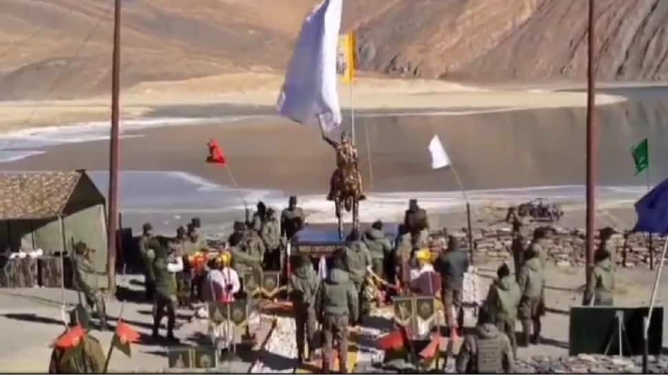 Watch: Large Shivaji Maharaj Statue Unveiled At Pangong Tso Lake In Ladakh