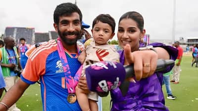 Jasprit Bumrah With Wife, Son After T20 World Cup 2024 Win