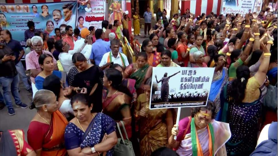 Anna College Sexual Assault Case: BJPs Ladies Wing Protests Towards DMK, Police Detains Protestors