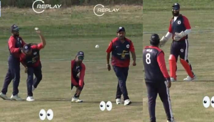 Funniest Cricket Video Of All Time: Fans Can't Stop Laughing As Fielder Hits His Own Teammate Between The Leg After Taking Catch In European Cricket Series, Video Goes Viral - Watch