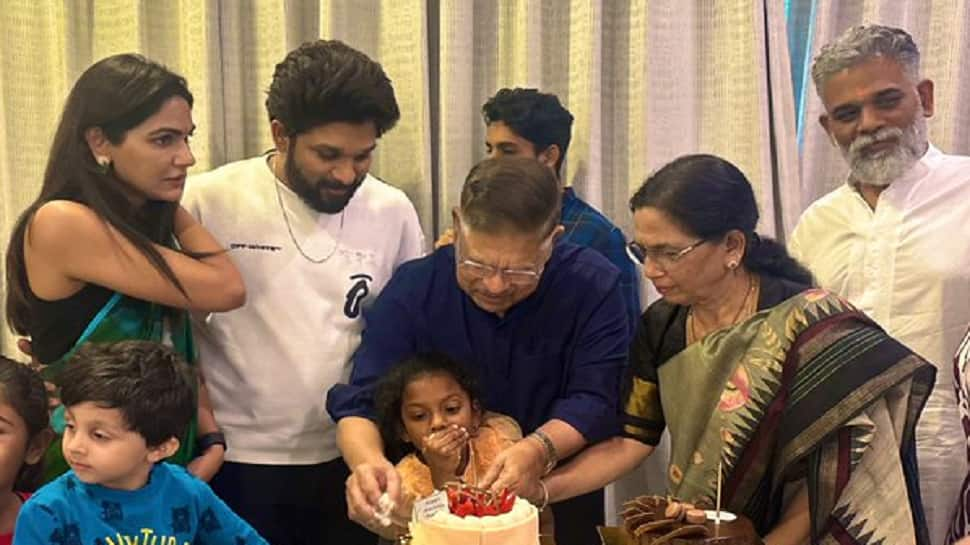 Pushpa 2 Star Allu Arjun Celebrates His Father's Birthday; Gets The Best Cake Ever