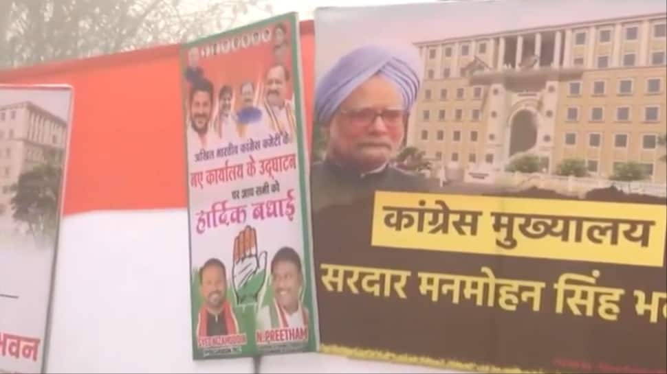 Congress Inaugurates New HQ Indira Bhawan: Posters For Manmohan Singh Bhawan Spark Row, BJP Says THIS — VIDEO