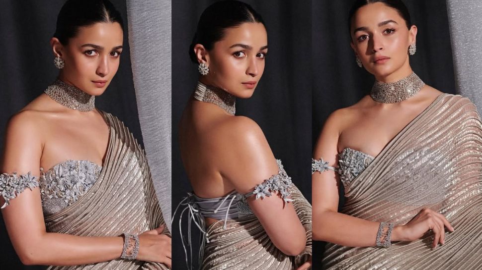 Silver Saree Look