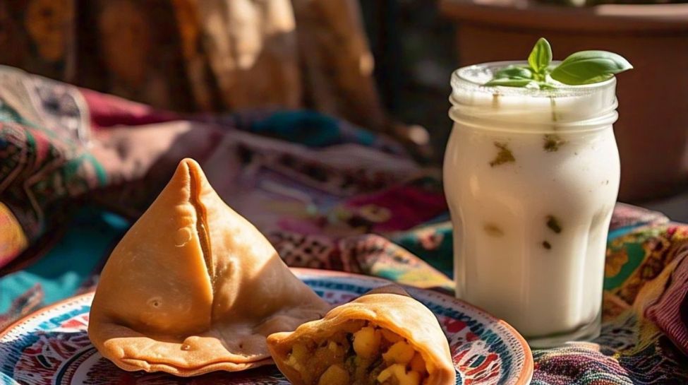 Samosa and Sweet Lassi