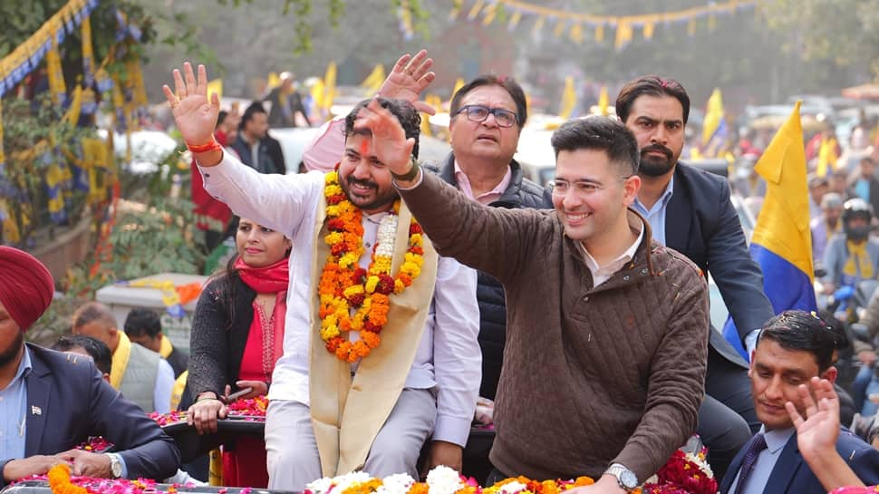 Delhi Polls: Raghav Chadha Campaigns For AAPs Rajendra Nagar Candidate Durgesh Pathak