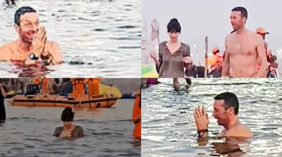 Chris Martin And Dakota Johnson Take A Holy Dip At Maha Kumbh 2025, Fans Go Wild; Watch Viral Video