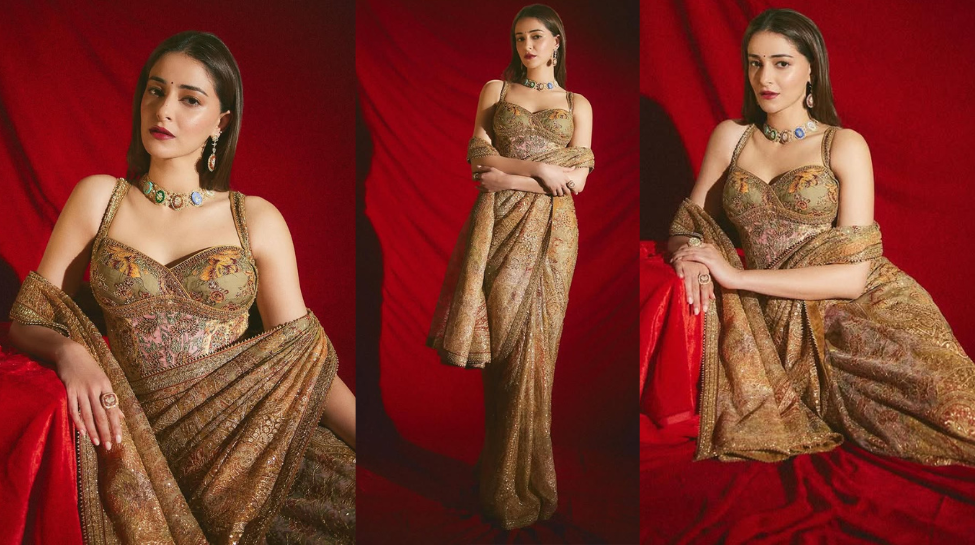 Ananya Panday’s Chic Vintage Saree Look