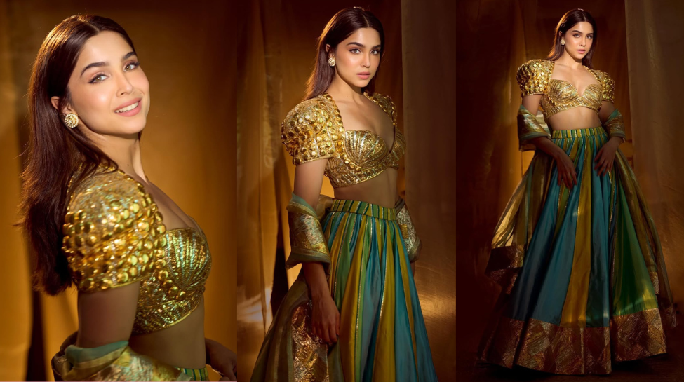 Sharvari’s Gold and Blue Lehenga: A Dash of Couture
