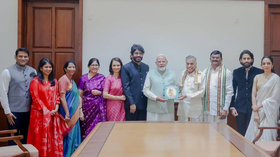 Nagarjuna, Sobhita Dhulipala, And Naga Chaitanya meet PM Modi, Gift Book On Akkineni Nageswara Rao