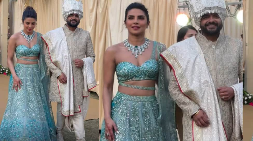 Priyanka Chopra Stuns In A Blingy Turquoise Lehenga And 62-Emerald Bead Necklace At Brother’s Wedding - Don't Miss Nita Ambani And Shloka