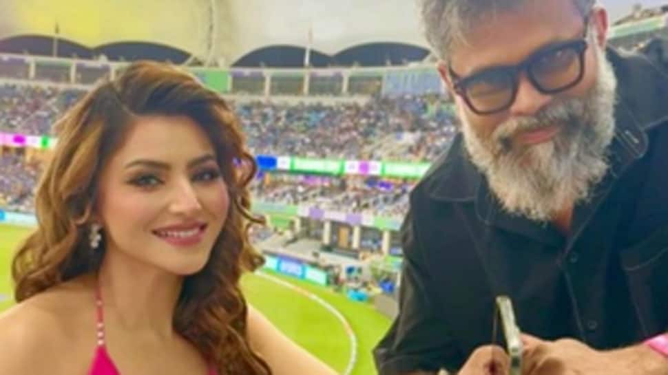 At India vs Pakistan Match, Urvashi Rautela Meets 'Pushap' Director Sukumar - See Pic At India vs Pakistan Match, Urvashi Rautela Meets 'Pushap' Director Sukumar - See Pic