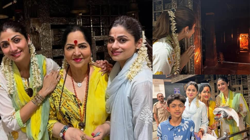 Shilpa Shetty And Family Offer Prayers At Shri Durga Parameshwari Temple, See Pics