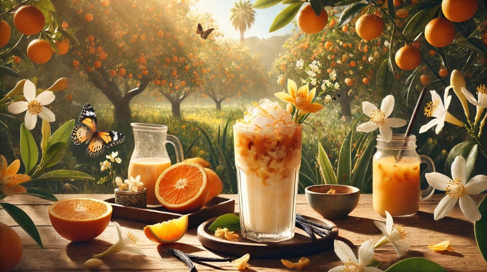 Late Spring-Orange blossom iced latte: