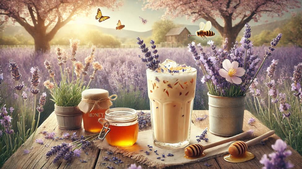 Early Spring- Honey lavender iced latte: