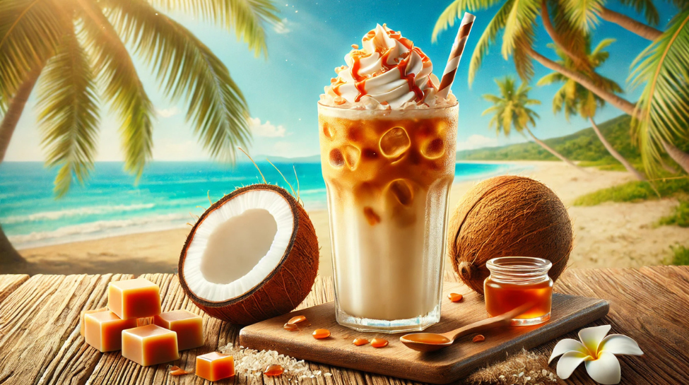 Summer- Coconut Caramel iced coffee: