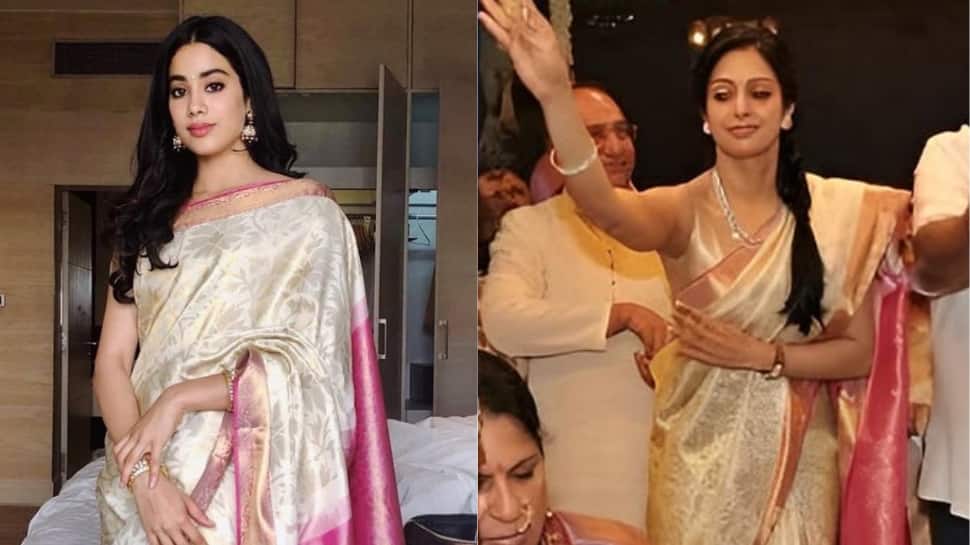 Janhvi Kapoor - Sridevi Pink And White Saree