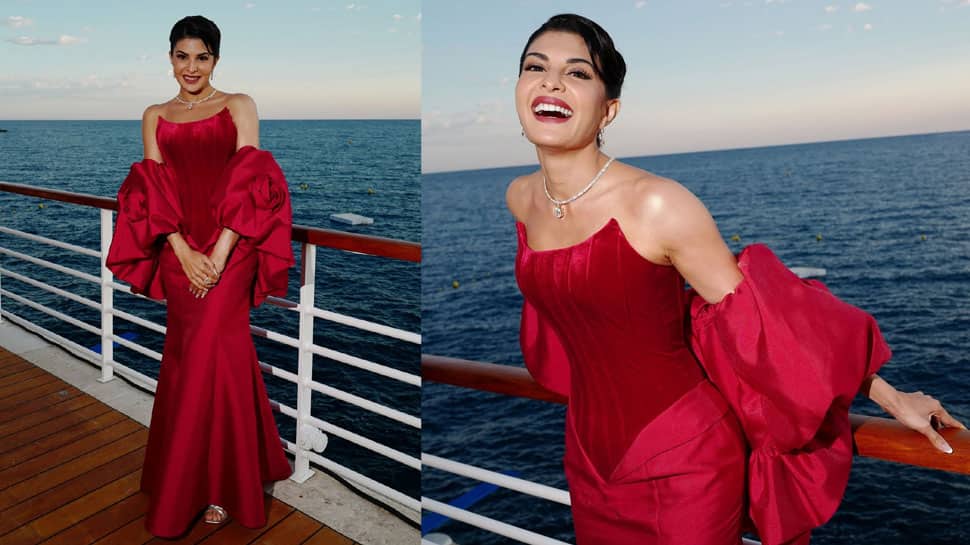 Jacqueliene  Fernandez Stuns In Cherry Coloured Hot Gown At Cannes 2025 - SEE FIRST PICS