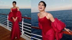 Jacqueliene  Fernandez Stuns In Cherry Coloured Hot Gown At Cannes 2025 - PICS