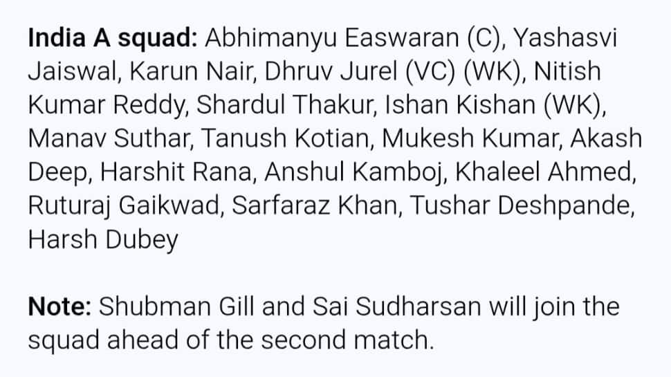 India A Squad Announced For England Tour