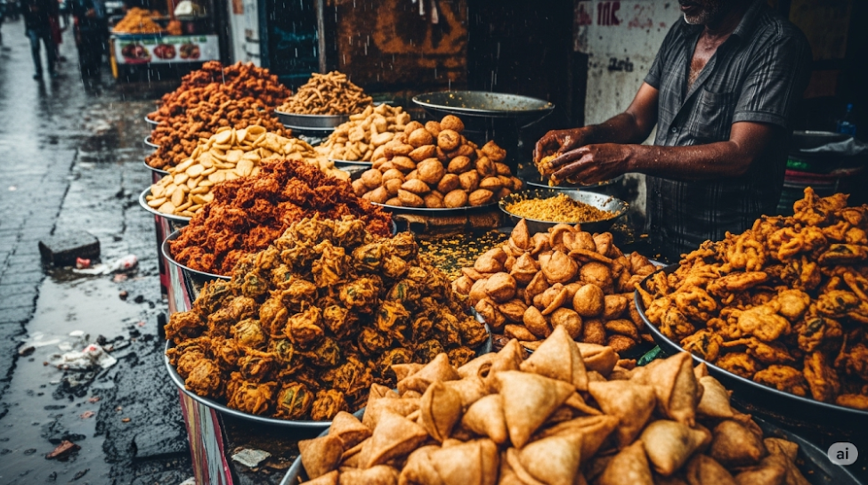 5. Fried Snacks (Pakoras, Samosas, etc.):