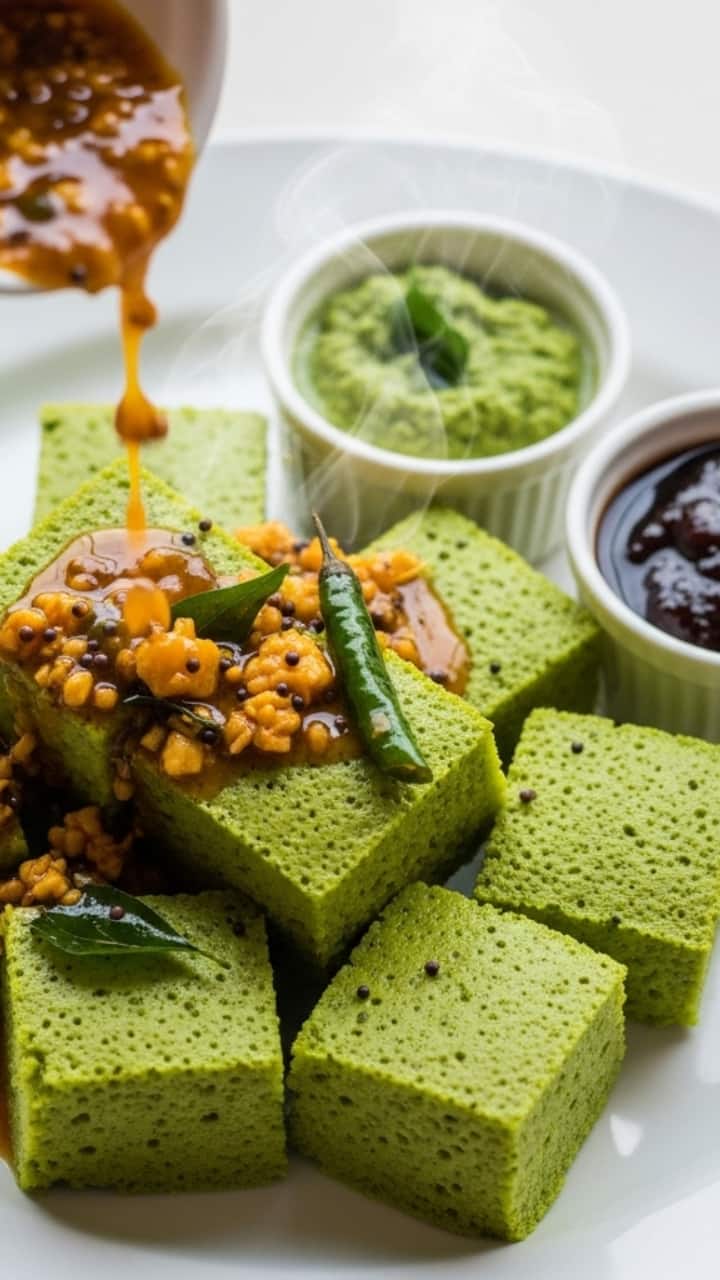 ⁠Fluffy, Healthy & Green: Make Palak Dhokla Gujarati-Style At Home
