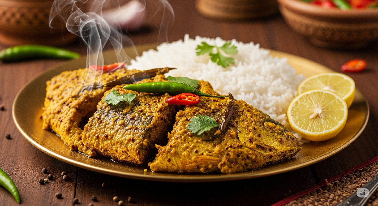 Shorshe Bata Maach (Fish in Mustard Paste):